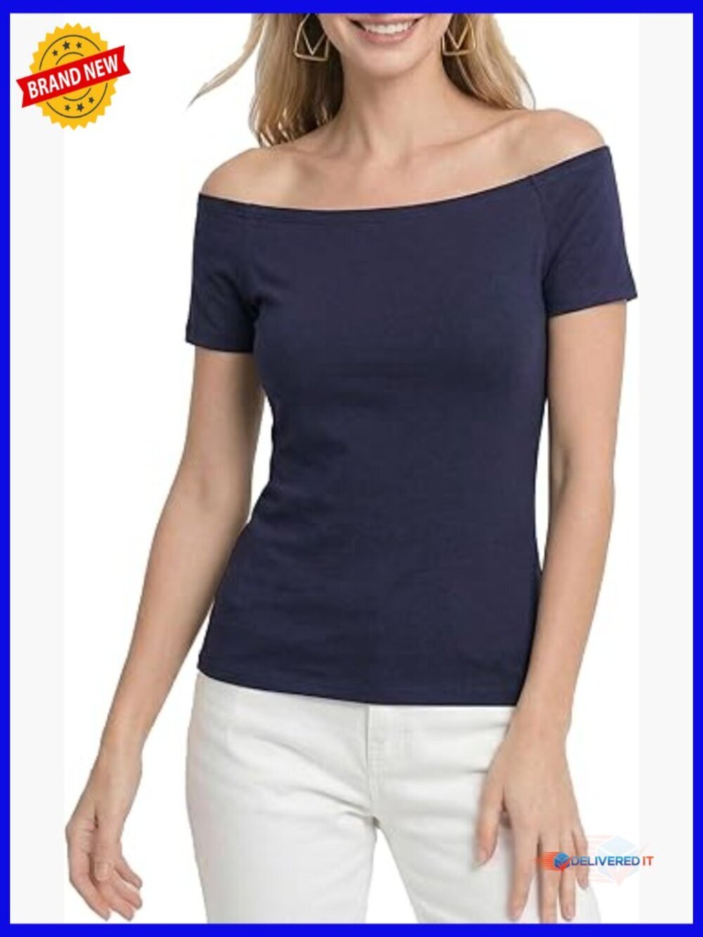 Off Shoulder Slim Fit T-Shirt, Rayon Spandex Blend, Casual Elegant Top